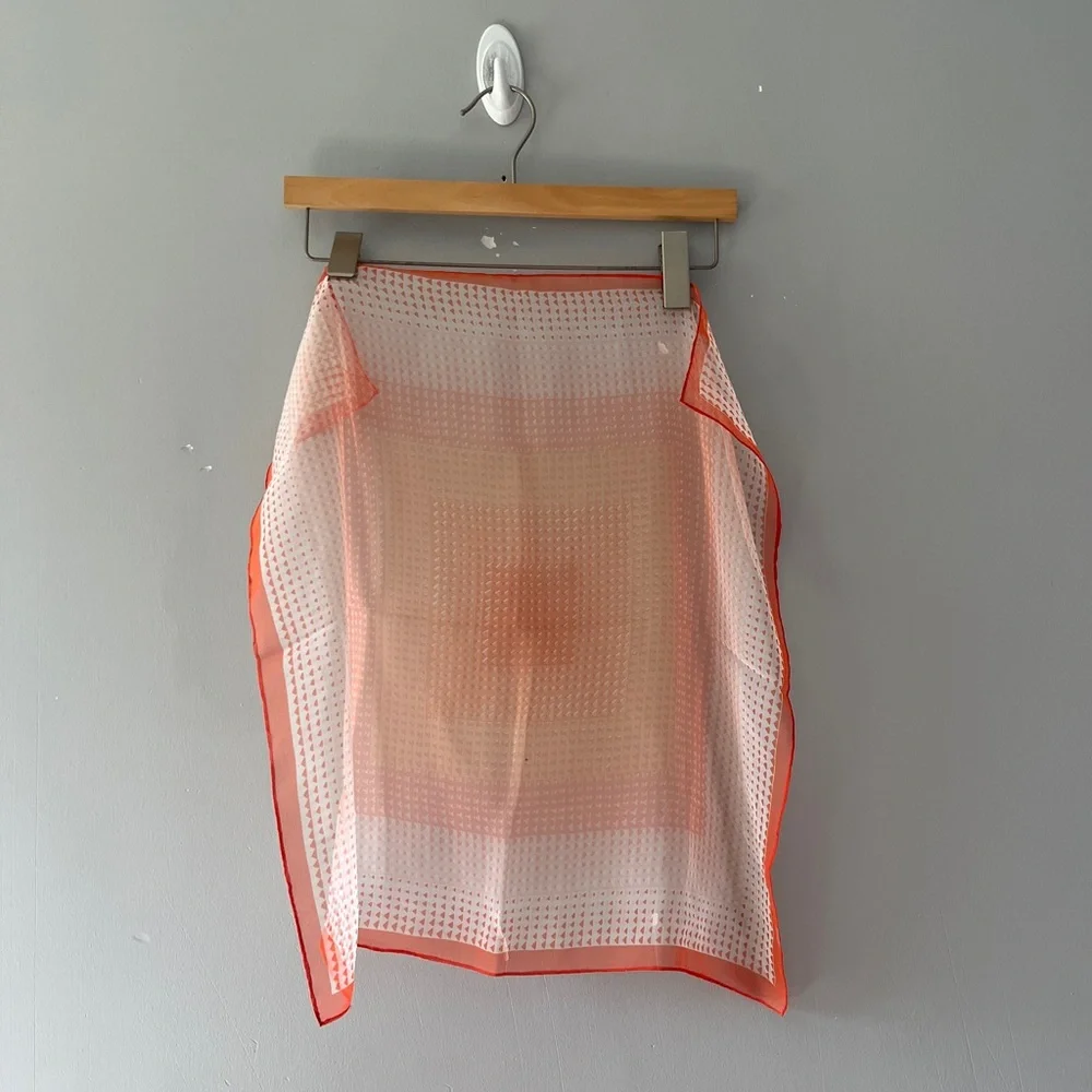 Sheer Orange and White Polka Dot Square Scarf Lightweight